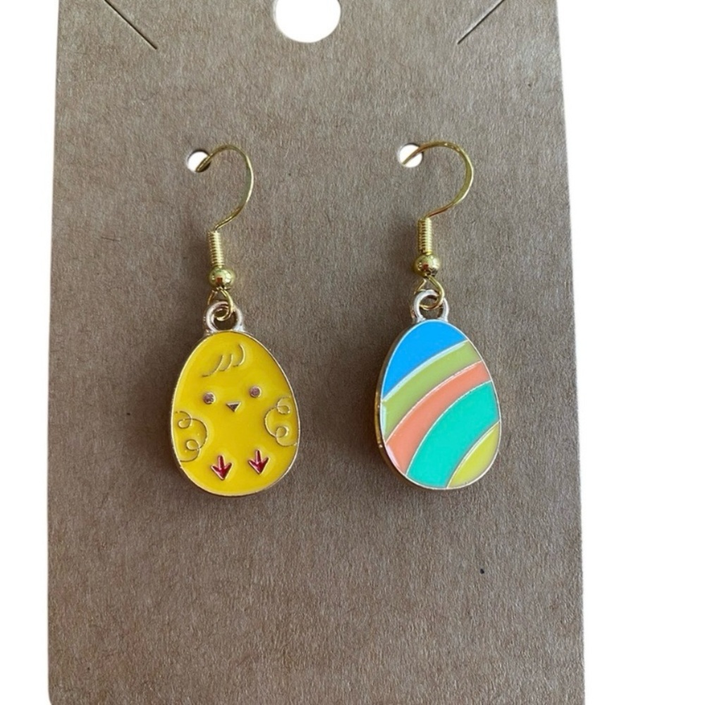 Asymmetrical Easter Egg Dangle Earrings